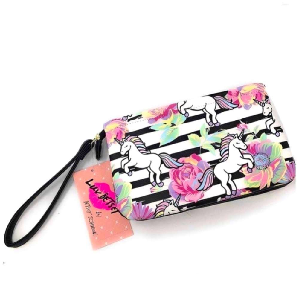 BETSEY JOHNSON UNICORN DOUBLE POUCH WALLET / WRISTLET